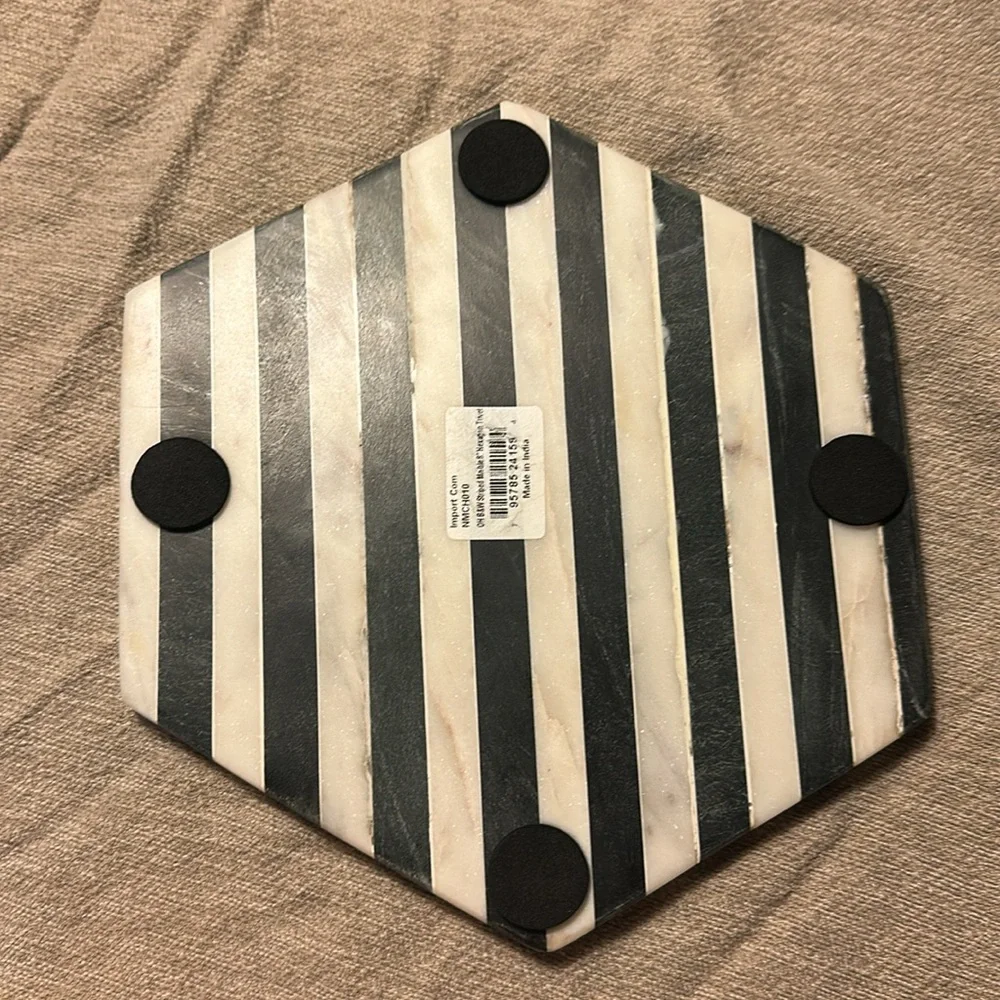 Striped Hexagonal Marble Coaster